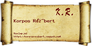 Korpos Róbert névjegykártya